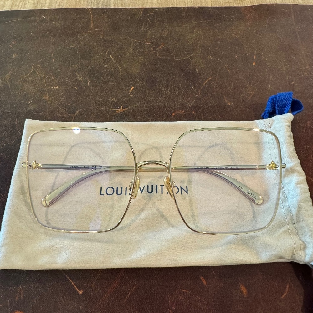 LV Gold Square Anti-Blue Light Glasses